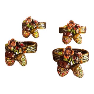 1980s Jay Strongwater Vintage Napkin Rings - Set of 4 For Sale