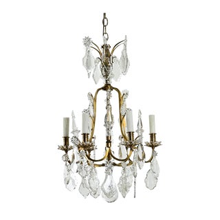French 19th Century Brass & Crystal Chandelier For Sale