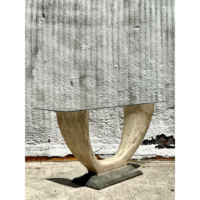 Vintage Boho Tessellated Stone Console Table For Sale - Image 9 of 11