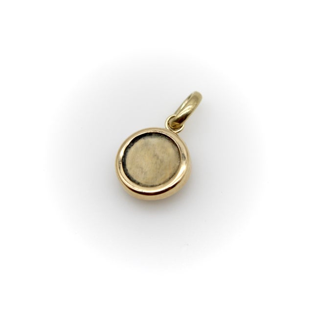 Metal 1990s 14k Gold and Fossilized Mammoth Tusk Man in the Moon Charm For Sale - Image 7 of 9