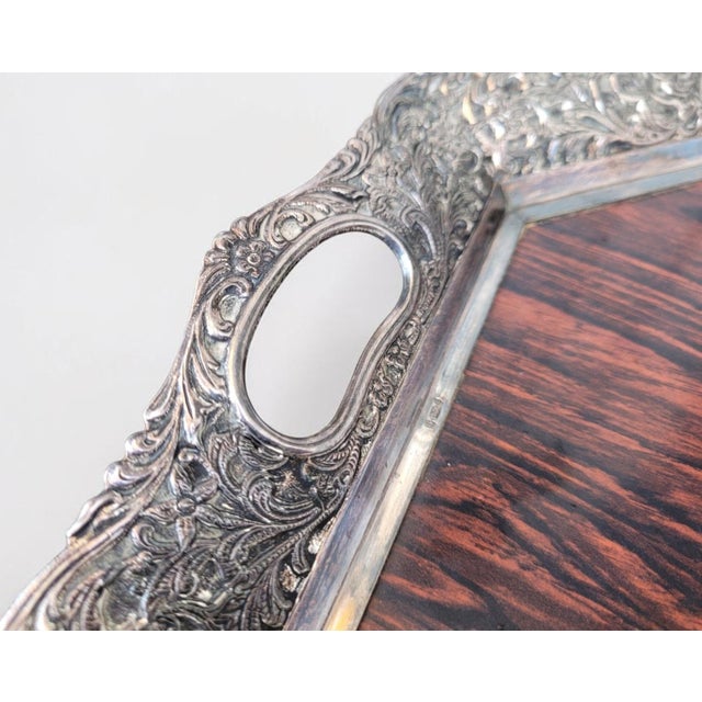 Mid-Century Modern Dutch Silver-Plated and Mahogany Serving Tray by Hooijkaas of Schoonhoven, 1950s For Sale - Image 6 of 18