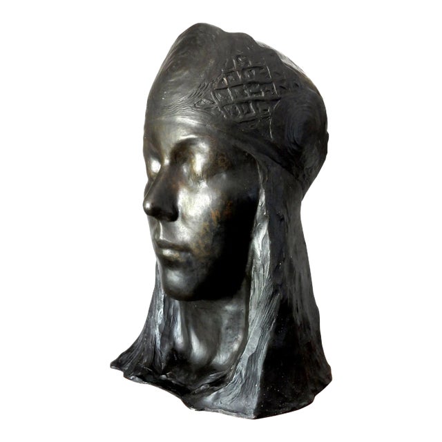 Bronze Portrait Sculpture by Salvatore Cartaino Scarpitta of Cora Timken For Sale