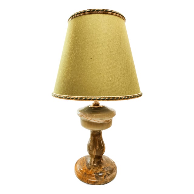 Onyx Table Lamp with Fabric Lampshade For Sale