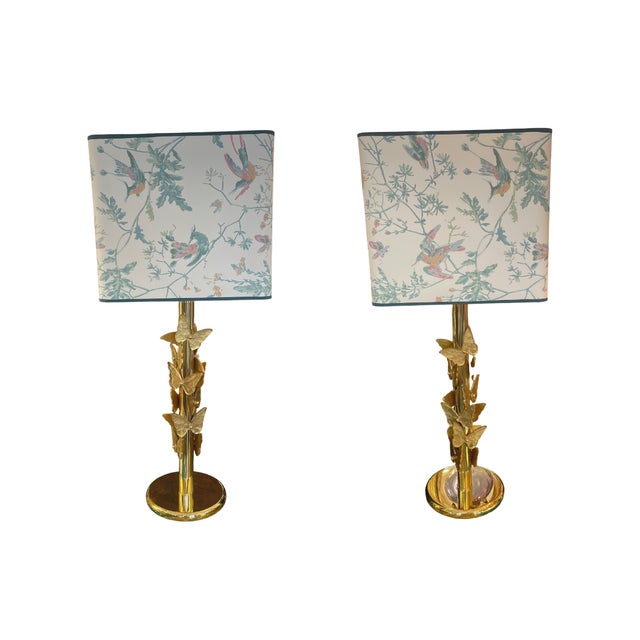 Metal Golden Murano Butterfly Table Lamps, 1970s, Set of 2 For Sale - Image 7 of 7