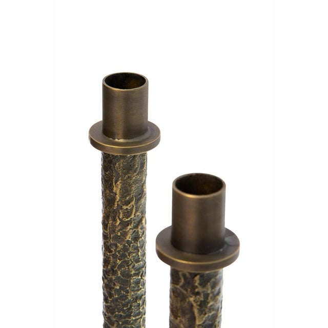 Contemporary Italian Two-Arm Vega Candleholder in Cast Solid Brass For Sale - Image 3 of 6