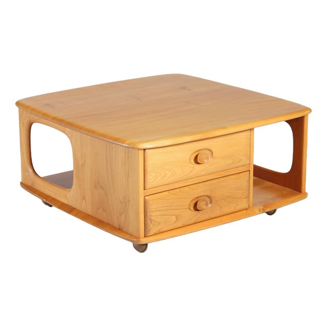Mid-Century Pandora's Box Side Table in Beech and Elm from Ercol, 1970s For Sale