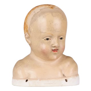 Tuscan Artist, Head of the Infant Jesus (Bambino Gesù), 1790, Polychrome Stucco For Sale