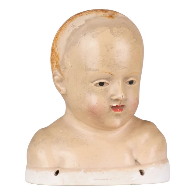 Tuscan Artist, Head of the Infant Jesus (Bambino Gesù), 1790, Polychrome Stucco For Sale