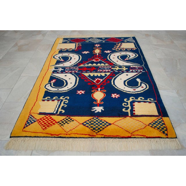 Hand-Knotted Vintage Turkish Rug, Tribal Geometric Wool Carpet New 4x6 Ft For Sale - Image 13 of 17