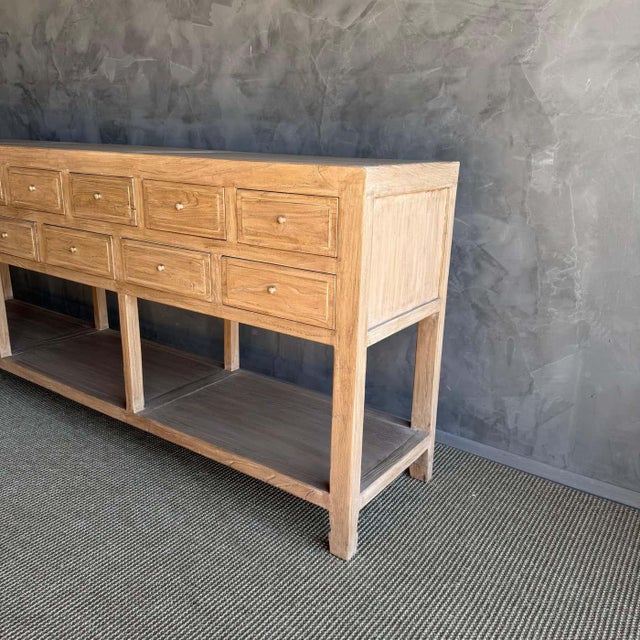Courtnay Reclaimed Elm Wood Console Table With Drawers in Natural For Sale In Los Angeles - Image 6 of 7
