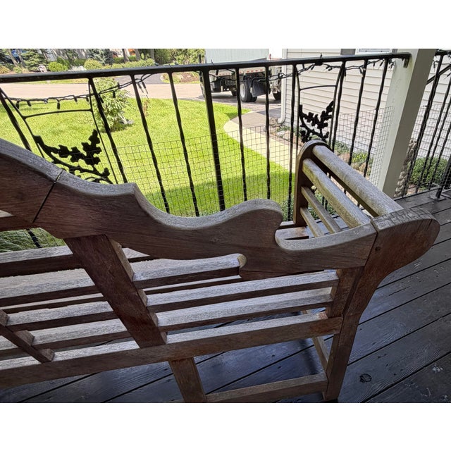 Gray Vintage Distressed Coventry Teak Garden Bench For Sale - Image 8 of 11