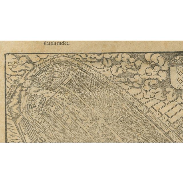 Antique Woodcut Haarlem Map by Sebastian Münster, 1575 For Sale - Image 11 of 12
