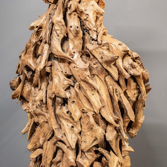 Wood Tall Carved Reclaimed Teak Bear Sculpture For Sale - Image 7 of 11