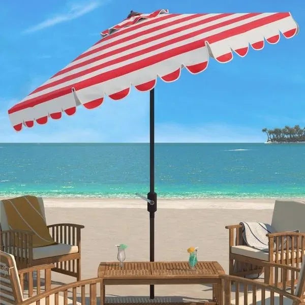 Whether you’re swaying to a beachside samba in Brazil or sipping a mojito by the pool, this nine-foot crank umbrella is an...