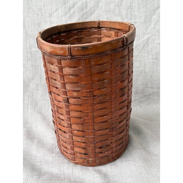 Chinoiserie Vintage Bamboo Waste Basket For Sale - Image 3 of 13