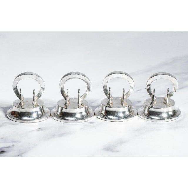 Horseshoe Equestrian Theme Antique English Sterling Silver Menu Place Card Holders Home Table Decor For Sale - Image 12 of 13