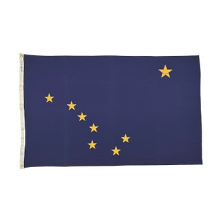 Large Vintage Cotton State Flag of Alaska With Sewn Stars For Sale