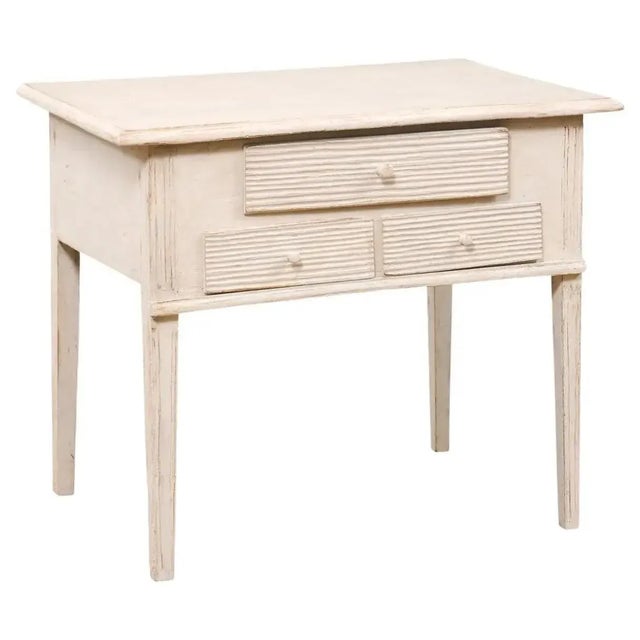 Swedish 1880s Gustavian Style Painted Side Table with Three Reeded Drawers For Sale - Image 13 of 13