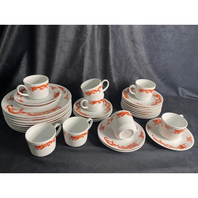 1990s Tiffany & Co. Fukagawa Red Dragon Dinnerware Set 32 Pieces