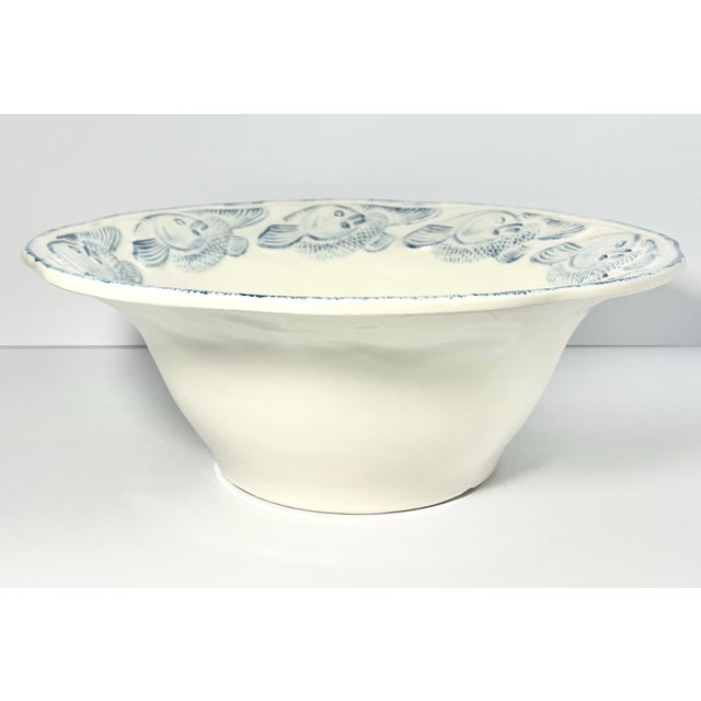 Contemporary Pottery Barn “Oceanside” Large Ceramic Salad or Pasta Serving Bowl For Sale - Image 3 of 4