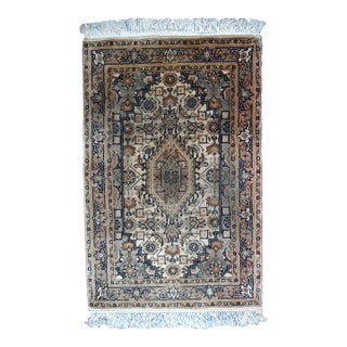 Handmade Vintage Indo-Tabriz Rug 1.9' X 2.9' (58cm X 89cm) 1970s For Sale