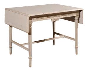 Swedish Neoclassical Style 1910s Painted Wood Drop-Leaf Table with Carved Décor