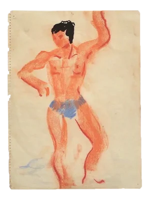 Unknown - Trainer - Original Pastel on Paper - Mid-20th Century