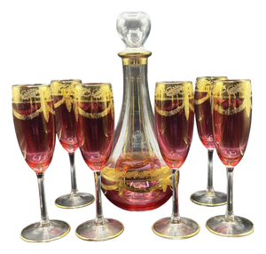 Italian Sparkling Champagne Glasses with Decanter, 1970s, Set of 7