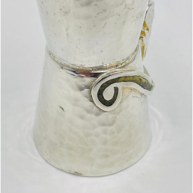 1970s Los Castillo Taxco Silver Plate & Stone Lizard Shot Glass, Mexican Silversmith For Sale - Image 14 of 18