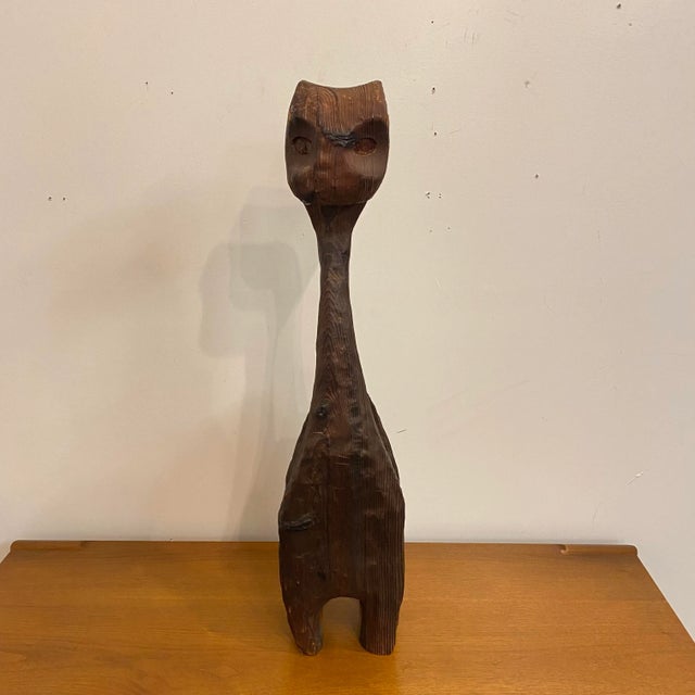 Mid-Century Modern 1960s Mid-Century Modern Witco Wood Carved Cat For Sale - Image 3 of 12
