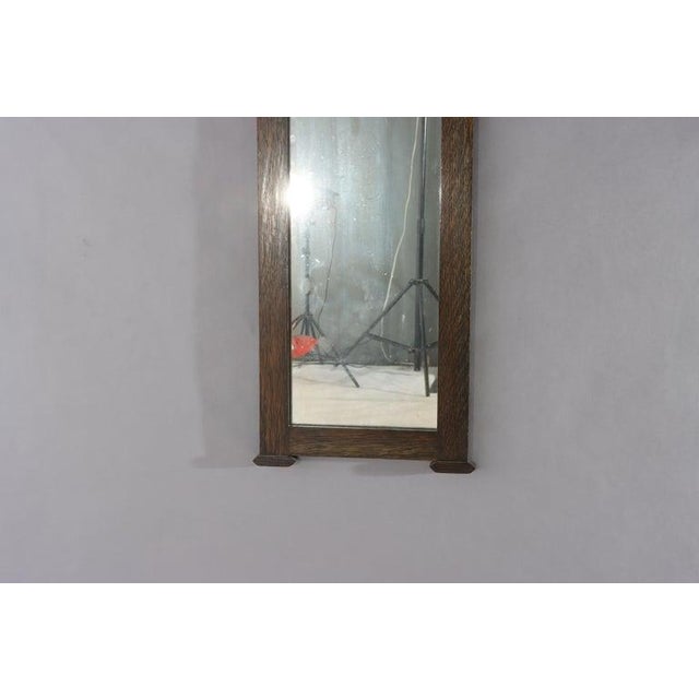 1920s 43" Stickley Style Arts & Crafts Oak Trumeau Printed Landscape Wall Mirror C1920 For Sale - Image 5 of 8