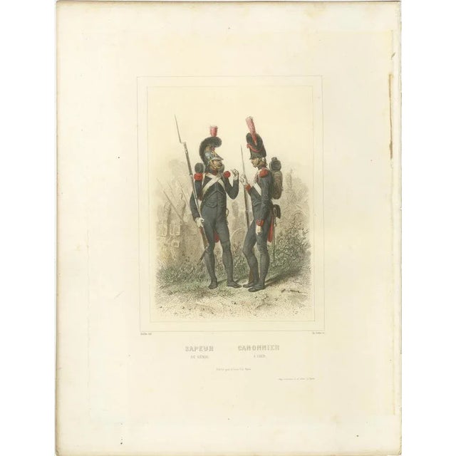 Napoleonic Infantry Soldiers – Sapper, Cannoneer, Voltigeur, Fusilier, 1859 This detailed set of three hand-colored...