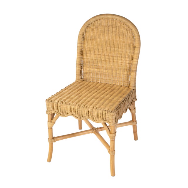 Flora 18.5 in. Seat Height Rattan Dining Side Chair, Natural Rattan For Sale - Image 9 of 9