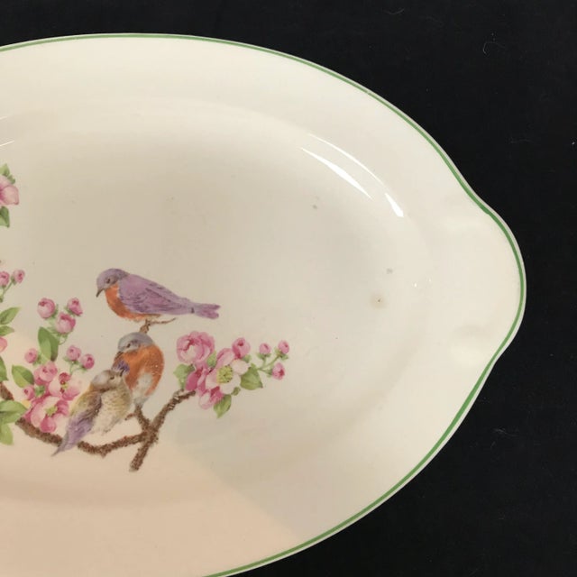 1940s 1942 Taylor, Smith & Taylor Oval Serving Platter Birds For Sale - Image 5 of 7