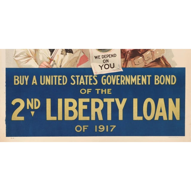 American 1917 World War One American Poster - Shall We Be More Tender With Our Dollars Than With the Lives of Our Sons? (Linen-Backed) For Sale - Image 3 of 5