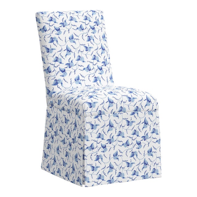 Red from Scalamandre crafted by Cloth & Company Claremont Dining Chair, Baby Blue Ivy Scroll For Sale