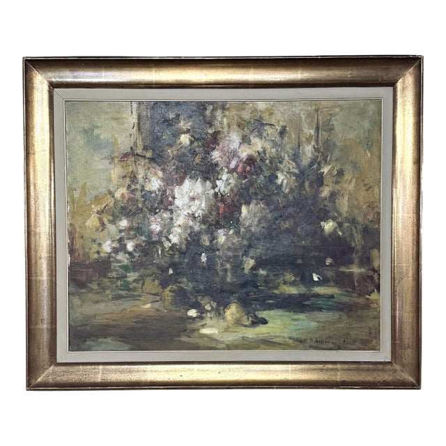 Framed Oil Painting on Canvas by Martin Bollé (1912–1968) 'Still Life With Bouquet of Roses' Dated 1961 For Sale