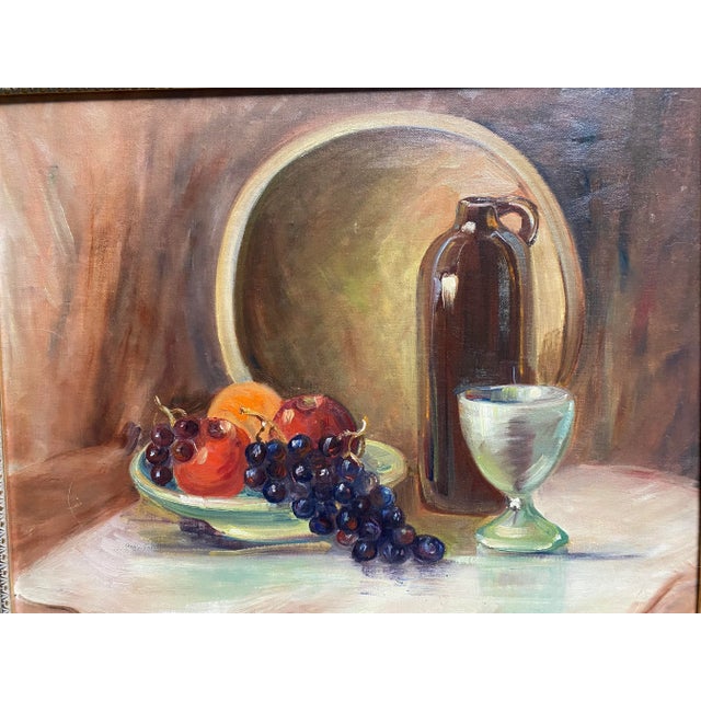 1960s Vintage Mid Century Still Life Oil Painting in Gold Gilt Frame For Sale - Image 10 of 10
