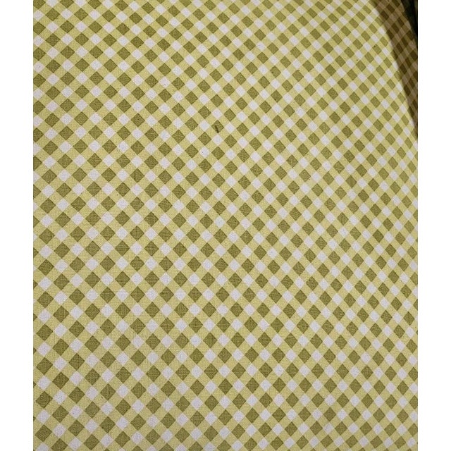 Wood Mid 20th Century Queen Anne Style Mahogany Wing Chair Yellow Check Fabric Slipcover Made in Virginia For Sale - Image 7 of 8