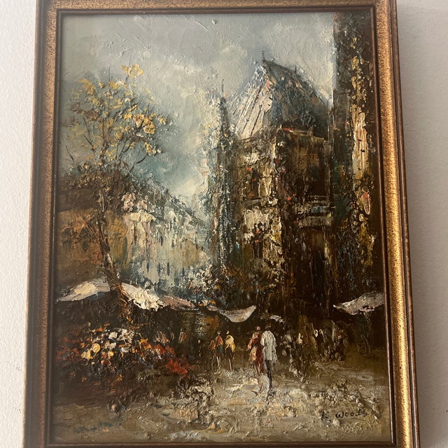 1960s 20th Century European School Impressionist Parisian Street Impasto Oil on Canvas Framed Signed For Sale - Image 5 of 10