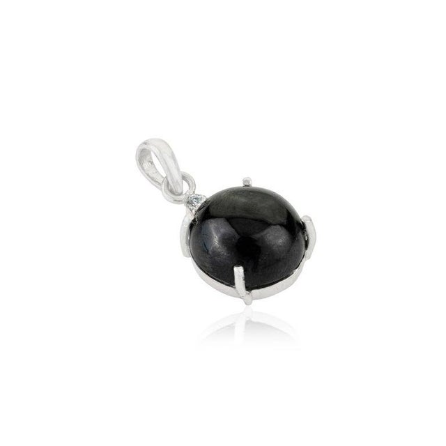 Gemstone 11.55 Ct Black Star & Zircon Dainty Drop Pendant in 925 Silver For Sale - Image 7 of 12