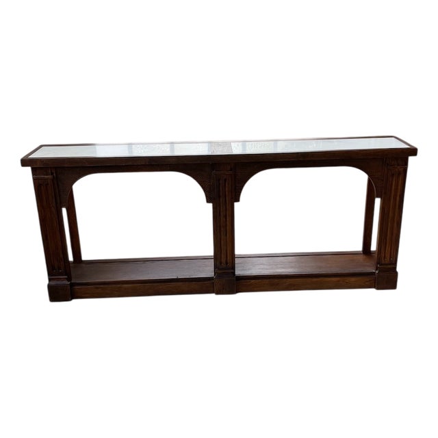 Oak Console Table with White Marble Top, 1970 For Sale