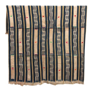 Vintage Baoule African "Camoe Blossom" Ikat Throw For Sale