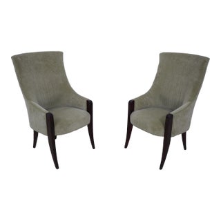 Pair Modern Design Upholstered Host & Hostess Chairs For Sale