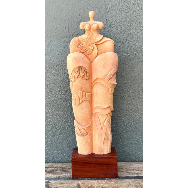 Peach Vintage Ceramic Abstract Figurative Sculpture For Sale - Image 8 of 12
