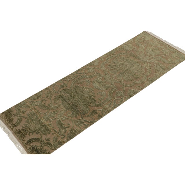 Traditional 2010s Rug & Kilim’s European Style Runner in Beige With Green Floral Patterns For Sale - Image 3 of 7