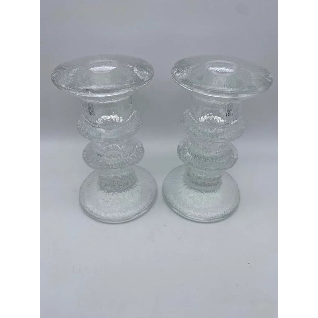 Mid-Century Modern Mid Century Timo Sarpaneva for Iittalia Glass "Festivo" Candlestick Holders - Pair For Sale - Image 3 of 8