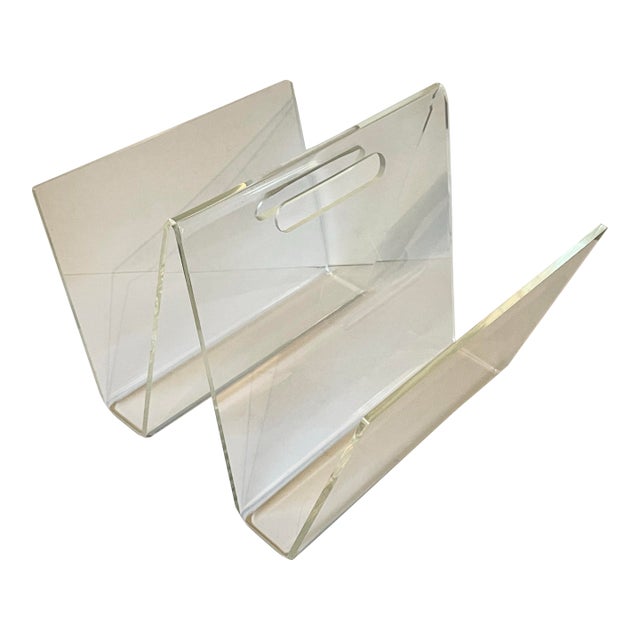 1970’s Clear Lucite Magazine Rack For Sale