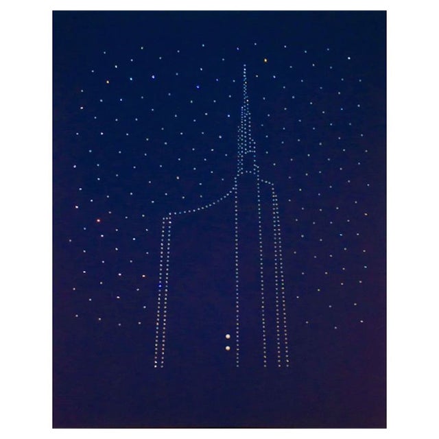 Del Buda, Beyond, Mixed Media and Swarovski Crystals on Canvas For Sale