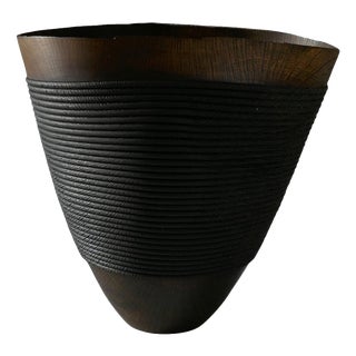 Rope Bowl in Evergreen Oak and Oxides Wood by Yann Marot For Sale